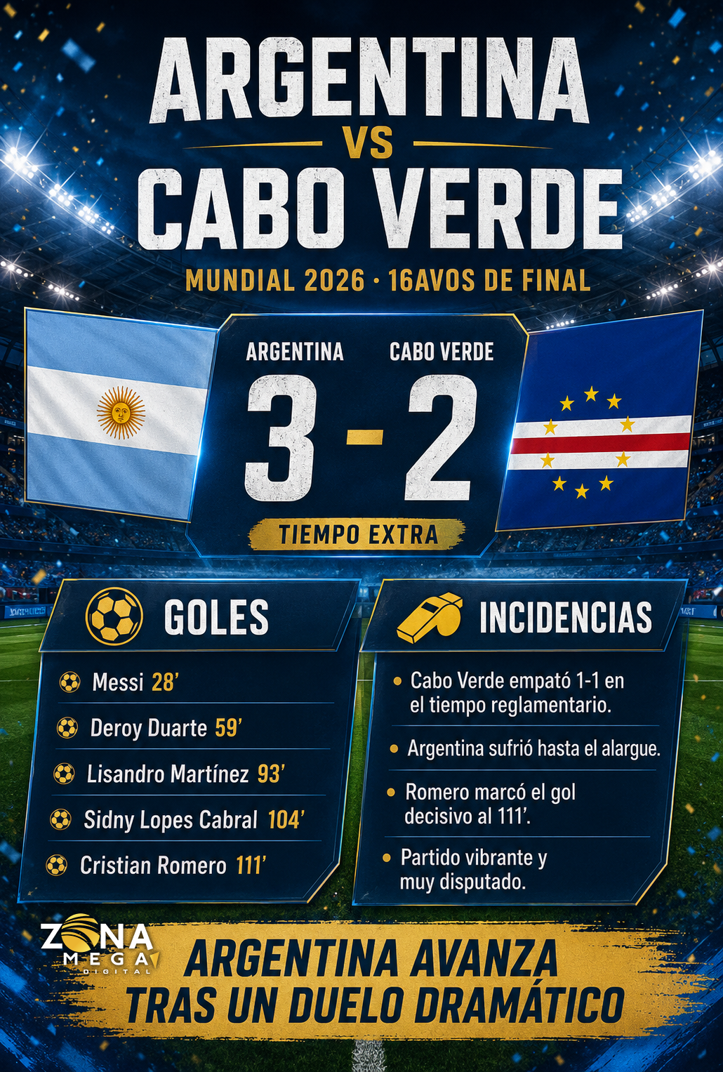 Argentina 3-2 Cabo Verde