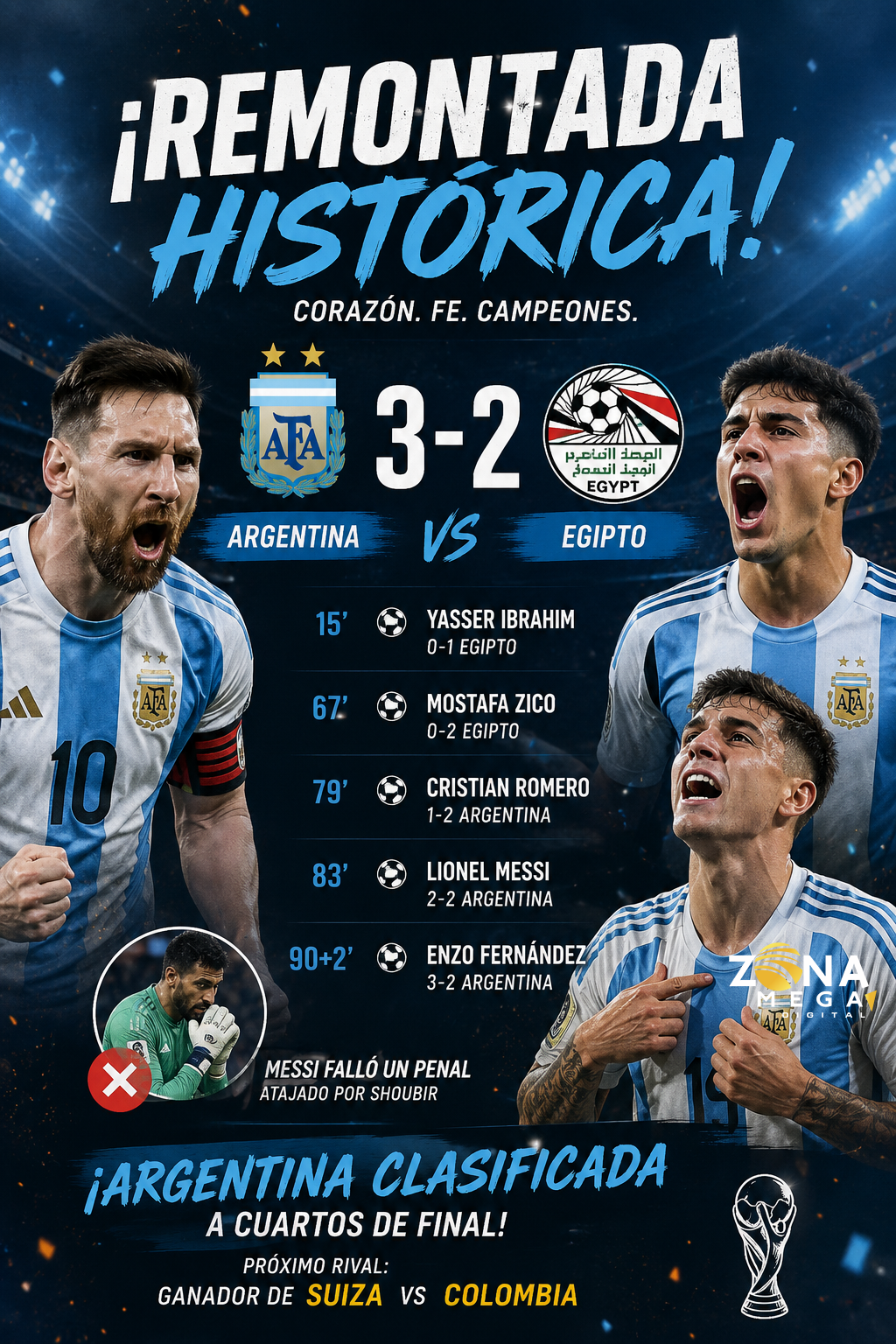 Argentina 3 - 2 Egipto