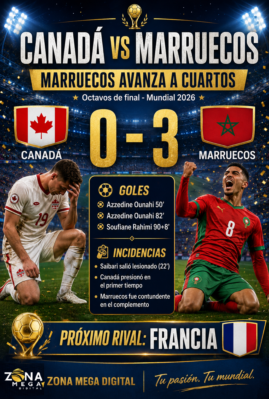 Canada 0 - 3 Marruecos