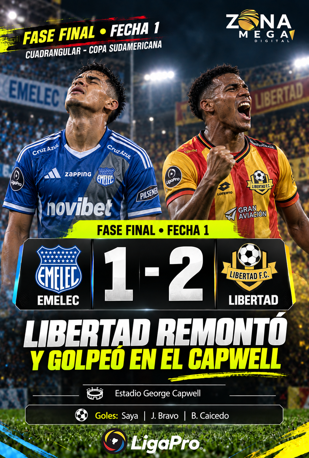 Emelec 1 - 2 Libertad