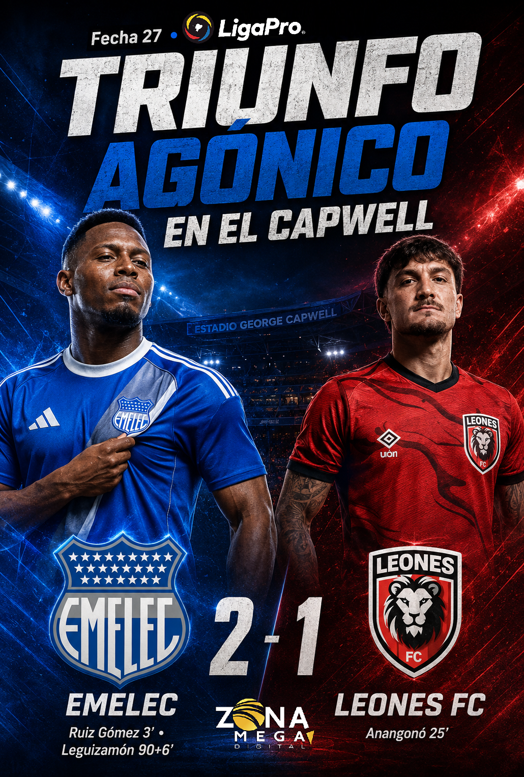 Emelec 2 - 1 Leones