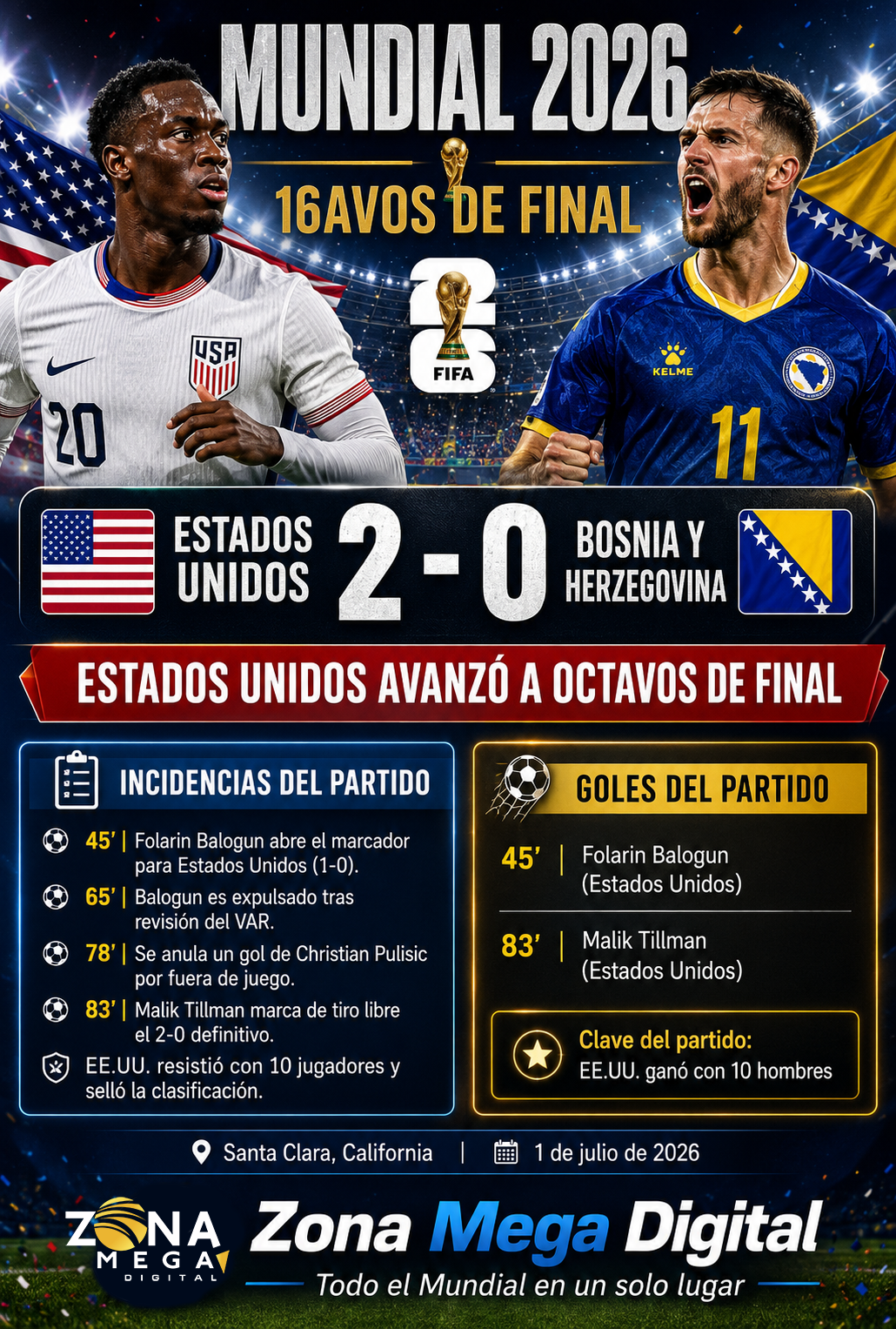 Estados Unidos 2 - 0 Bosnia