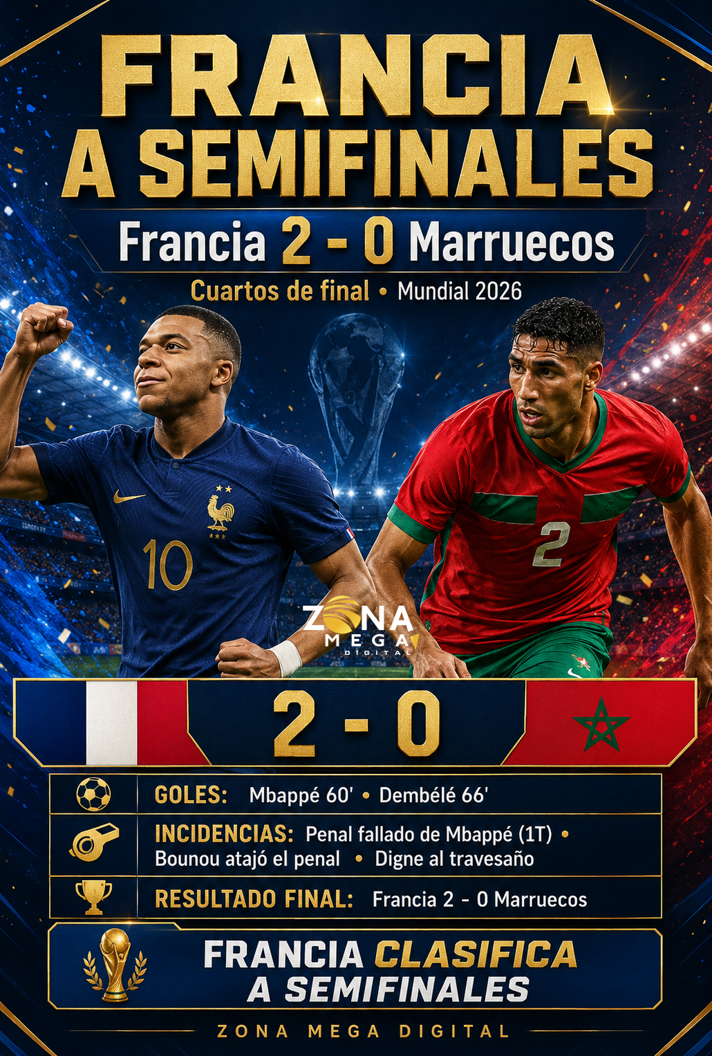 Francia 2 - 0 Marruecos