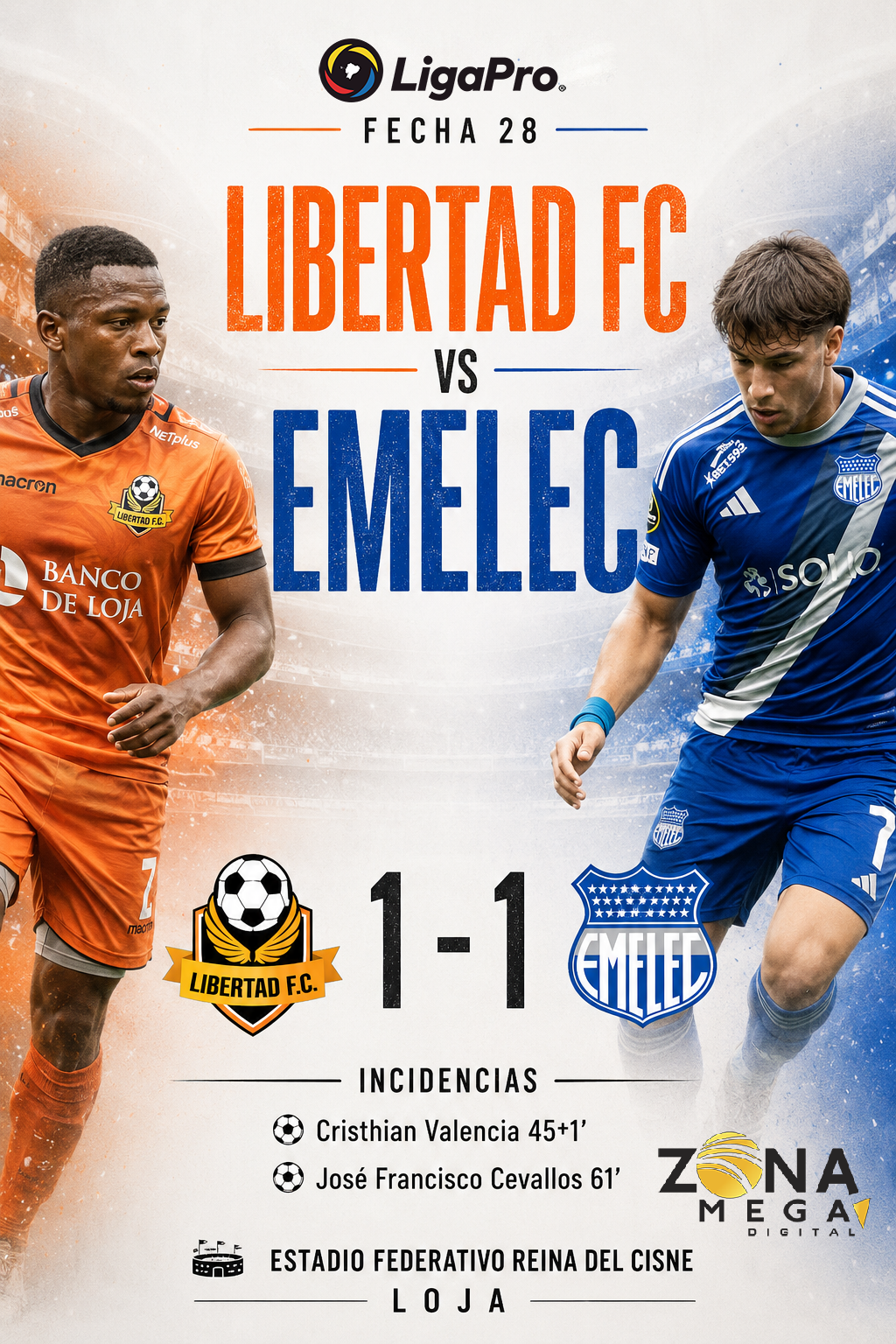 Libertad 1 - 1 Emelec