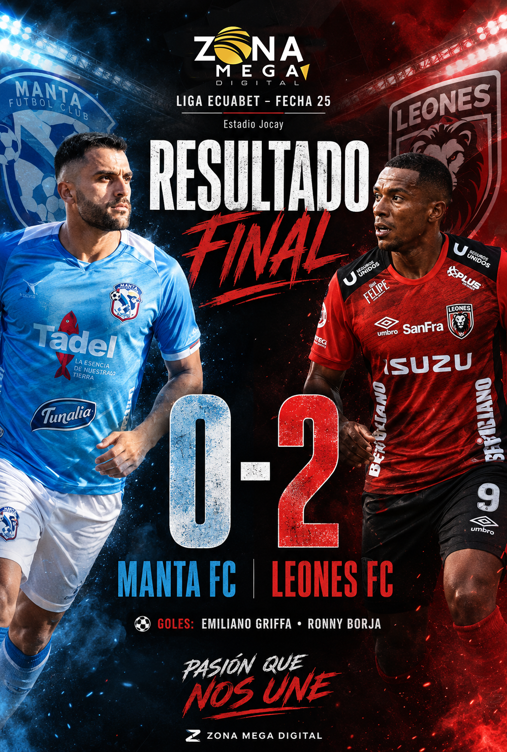 Manta 0 - 2 Leones
