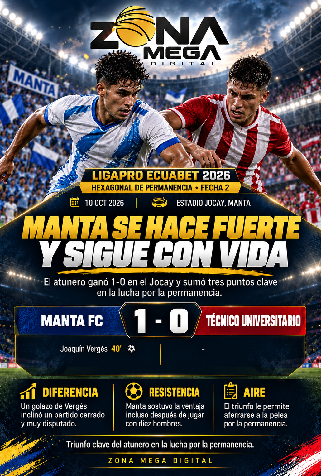 Manta 1- 0 Técnico Universitario Manta 1- 0 Técnico Universitario