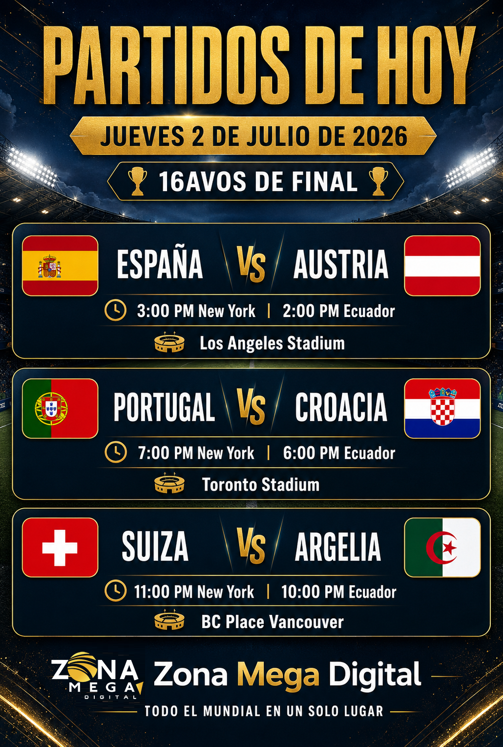Partidos del 2 de Julio del 2026