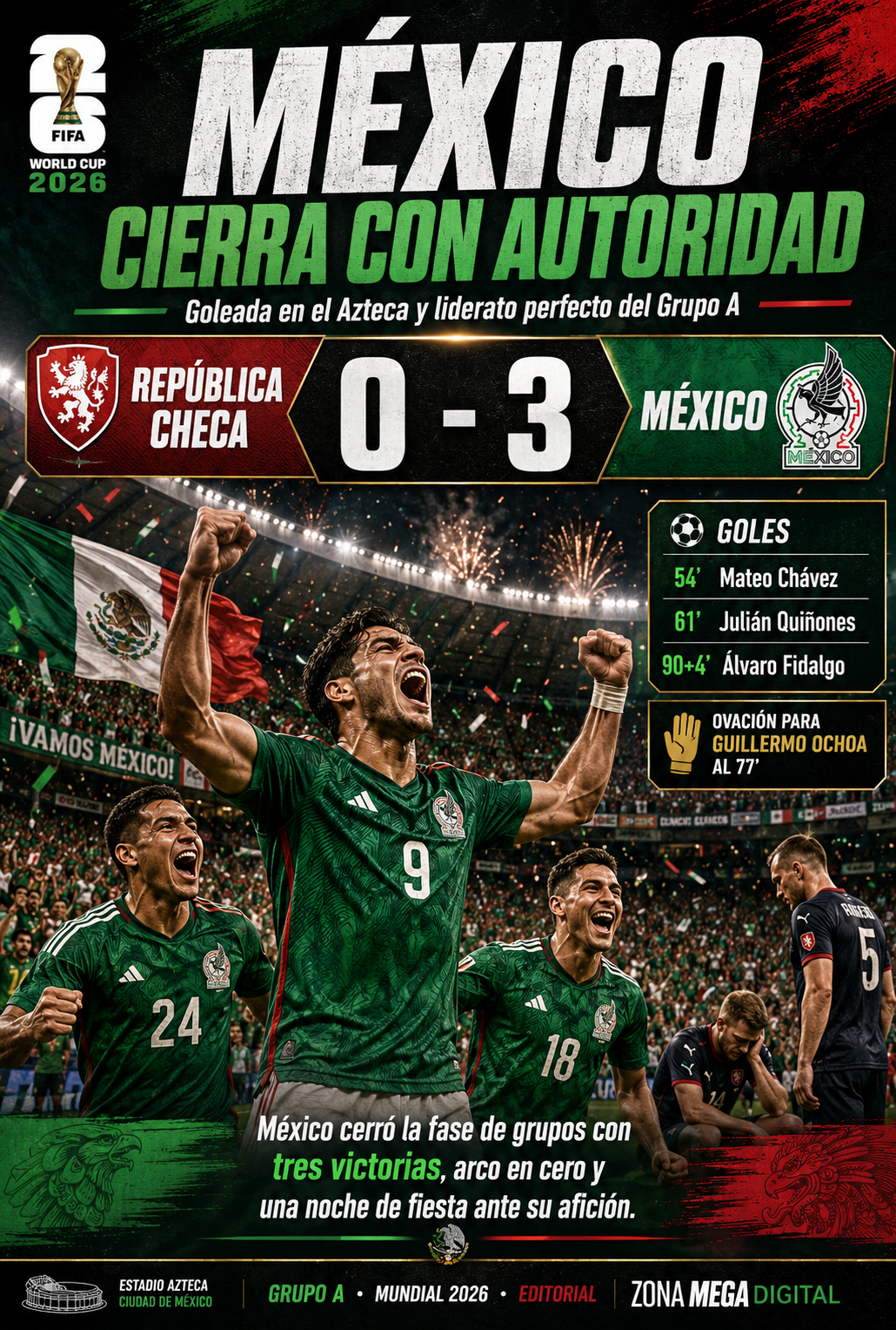 Chequia 0 - 3 Mexico